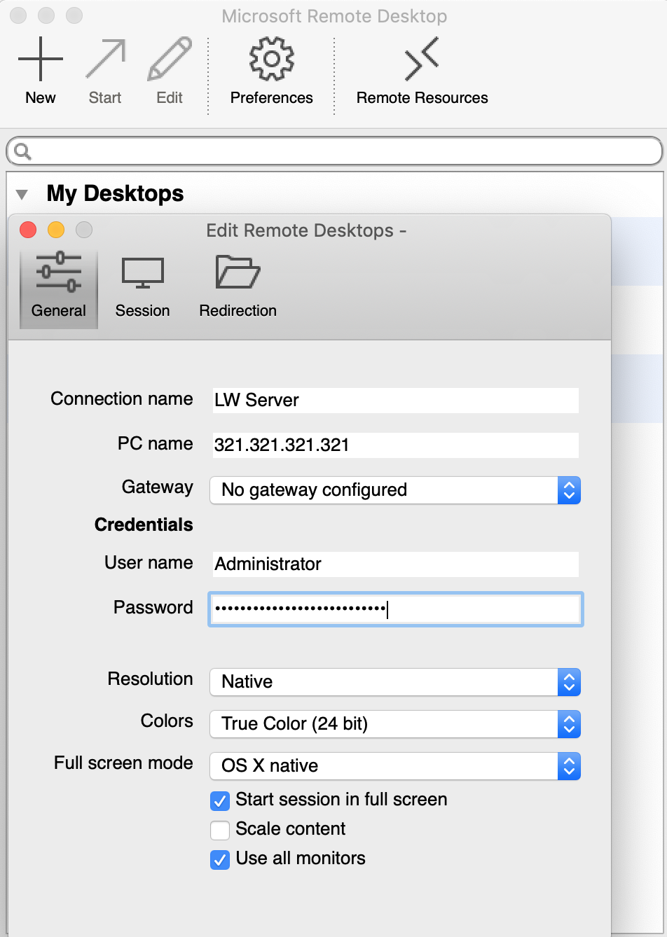 windows remote desktop for mac settings